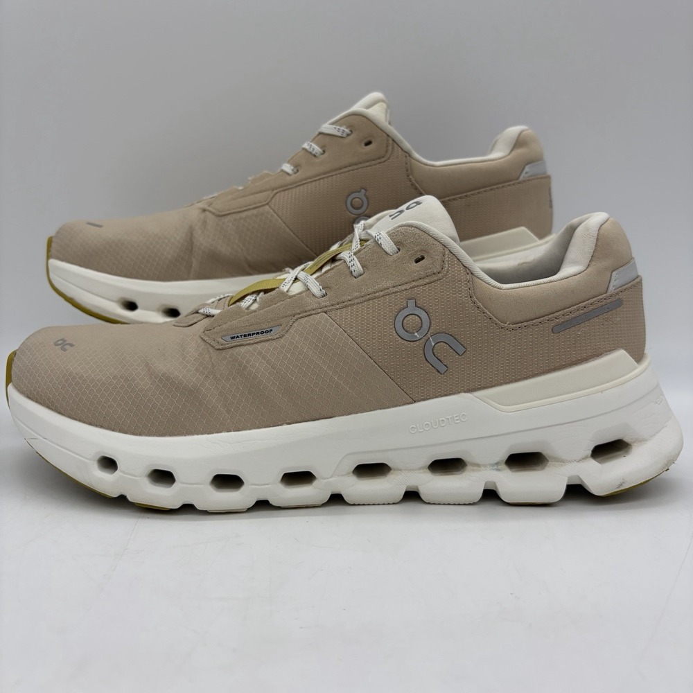 On Cloud Womens 10 Cloudrunner 2 Waterproof Running Shoes Sand/Dew CloudTec